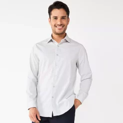 Men's Apt. 9® Premier Flex Regular-Fit Spread-Collar Dress Shirt -Campus Sutra Shop 3591570 White Grid
