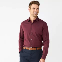 Men's Apt. 9® Premier Flex Regular-Fit Spread-Collar Dress Shirt -Campus Sutra Shop 3591570 Wine