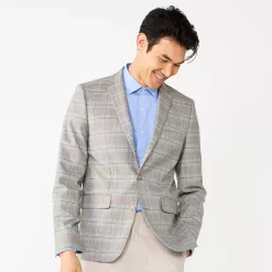 Men's Apt. 9® Premier Flex Slim-Fit Essential Sport Coat -Campus Sutra Shop 5031813 Khaki Blue Windowpane