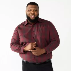 Big & Tall Apt. 9® Premier Flex Spread-Collar Dress Shirt -Campus Sutra Shop 5061893 Wine Plaid