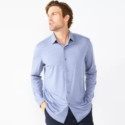 Men's Apt. 9® Slim-Fit Performance Knit Spread-Collar Dress Shirt -Campus Sutra Shop 5158871 Blue Texture