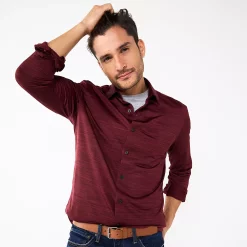 Men's Apt. 9® Slim-Fit Performance Knit Spread-Collar Dress Shirt -Campus Sutra Shop 5158871 Burgundy Space Dye