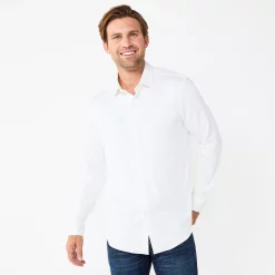 Men's Apt. 9® Slim-Fit Performance Knit Spread-Collar Dress Shirt -Campus Sutra Shop 5158871 Modern White
