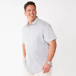 Big & Tall Apt. 9® Comfort-Knit Slim-Fit Untucked Shirt -Campus Sutra Shop 5273688 Gray Heather