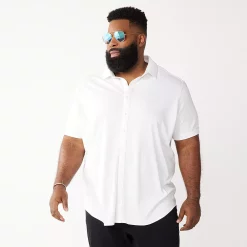 Big & Tall Apt. 9® Comfort-Knit Slim-Fit Untucked Shirt -Campus Sutra Shop 5273688 White