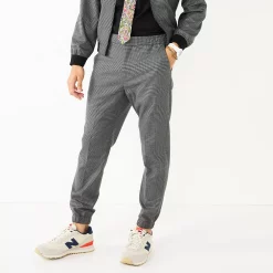 Men's Apt. 9® Premier Flex Jogger Suit Pants -Campus Sutra Shop 5511901 Black Gray Houndstooth