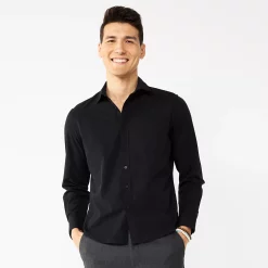Men's Apt. 9® Slim Untucked-Fit Athleisure Tech Shirt -Campus Sutra Shop 5569405 Mineral Black