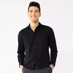 Men's Apt. 9® Untucked-Fit Athleisure Tech Shirt -Campus Sutra Shop 5569413 Mneral Bk