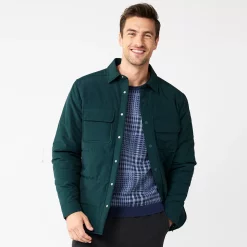 Men's Apt. 9® Quilted Puffer Shirt Jacket -Campus Sutra Shop 5670829 Eternity Green
