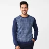 Men's Apt. 9® Merino Wool Blend Pattern Sweater -Campus Sutra Shop 5676422 Light Blue Plaid