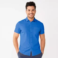 Men's Apt. 9® Athleisure Tech Button Front Shirt -Campus Sutra Shop 5800544 Blue