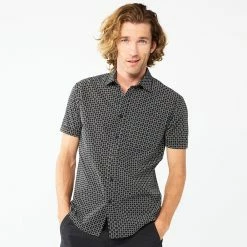 Men's Apt. 9® Athleisure Tech Button Front Shirt -Campus Sutra Shop 5800544 Mineral Black