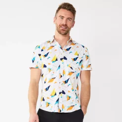 Men's Apt. 9® Athleisure Tech Button Front Shirt -Campus Sutra Shop 5800544 White Geo