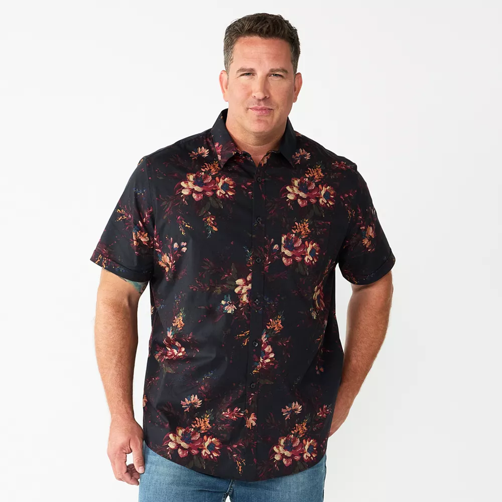 Big & Tall Apt. 9® Stretch Poplin Untucked Shirt 3 Big & Tall Apt. 9® Stretch Poplin Untucked Shirt