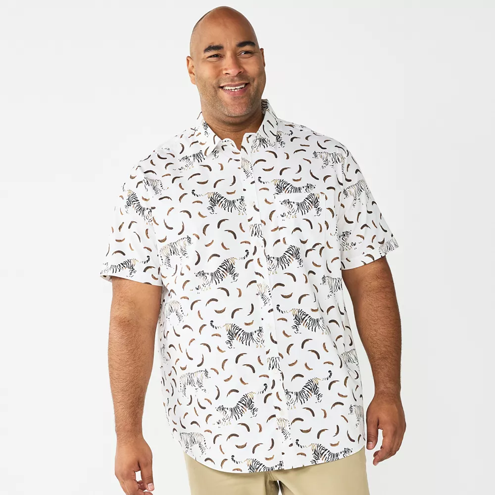 Big & Tall Apt. 9® Stretch Poplin Untucked Shirt 7 Big & Tall Apt. 9® Stretch Poplin Untucked Shirt - Image 5