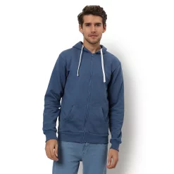 Zipper Closure Casual Hooded Sweatshirt