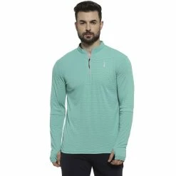 Campus Sutra Men Solid Full Sleeve Mock Neck T-Shirt