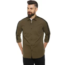Campus Sutra Men Flat Collar Solid Full Sleeve Shirt