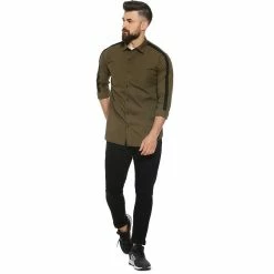 Campus Sutra Men Flat Collar Solid Full Sleeve Shirt -Campus Sutra Shop 6021934 ALT3