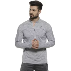 Campus Sutra Men Solid Full Sleeve Mock Neck T-Shirt