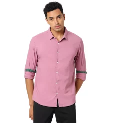 Campus Sutra Men Flat Collar Solid Full Sleeve Shirt