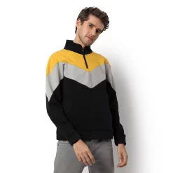 Campus Sutra Men Mock Neck Full Sleeve Sweatshirt