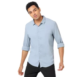 Campus Sutra Men Flat Collar Solid Full Sleeve Shirt