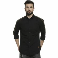 Campus Sutra Men Mandarin Collar Solid Shirt