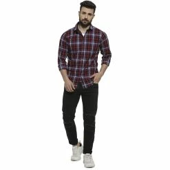 Campus Sutra Men Flat Collar Plaid Full Sleeve Shirt