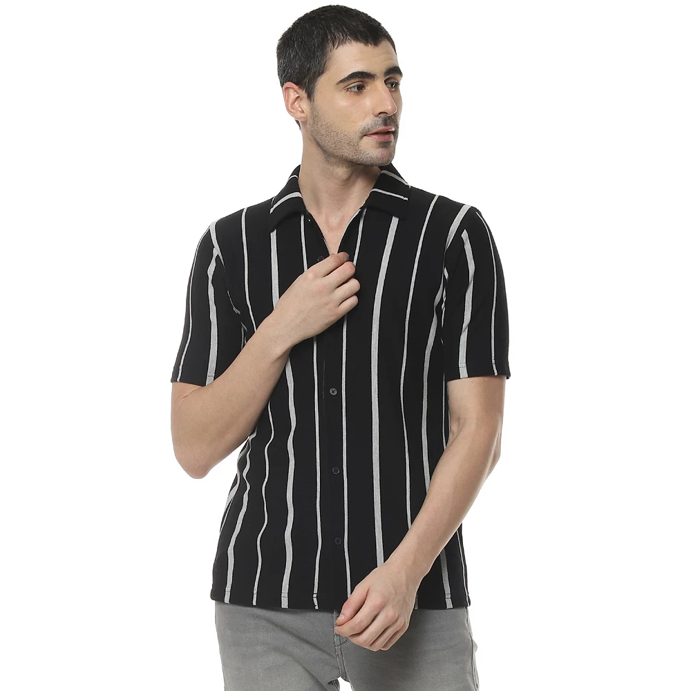 Campus Sutra Men Flat Collar Striped Shirt 4 Campus Sutra Men Flat Collar Striped Shirt - Image 2