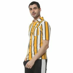 Campus Sutra Men Flat Collar Striped Shirt -Campus Sutra Shop 6062037 ALT3