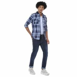 Campus Sutra Men Flat Collar Plaid Full Sleeve Shirt -Campus Sutra Shop 6190553 ALT3