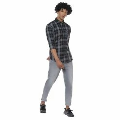 Campus Sutra Men Flat Collar Plaid Full Sleeve Shirt -Campus Sutra Shop 6190556 ALT3